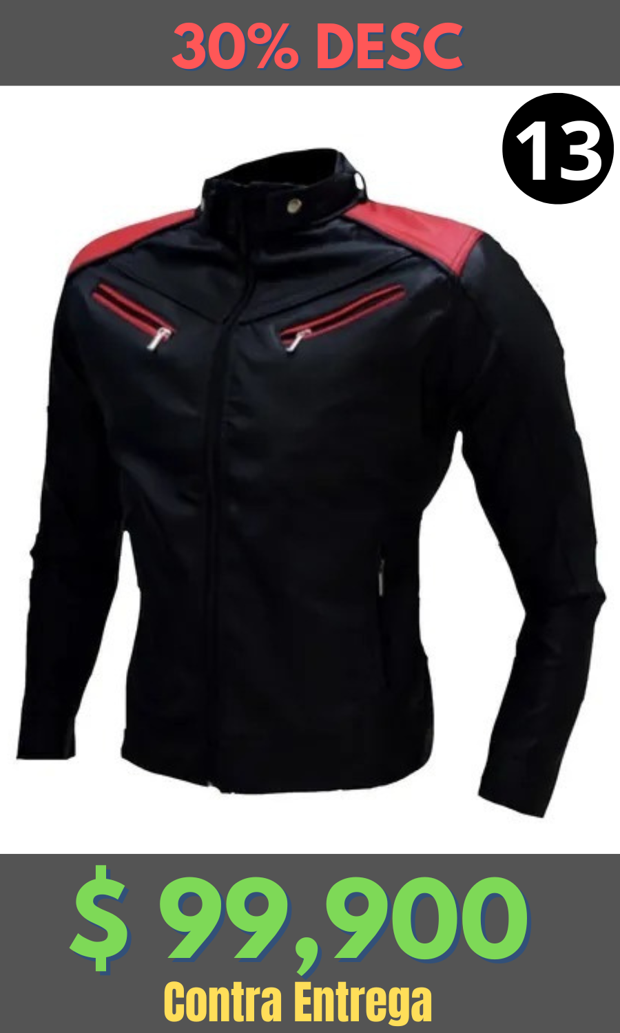 Chaqueta Cuero Tex Fusión Negro Rojo – Edición Limitada