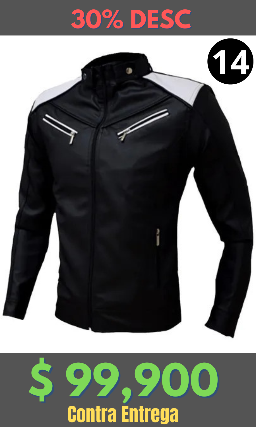 Chaqueta Cuero Tex Fusión Negro Blanco – Edición Limitada