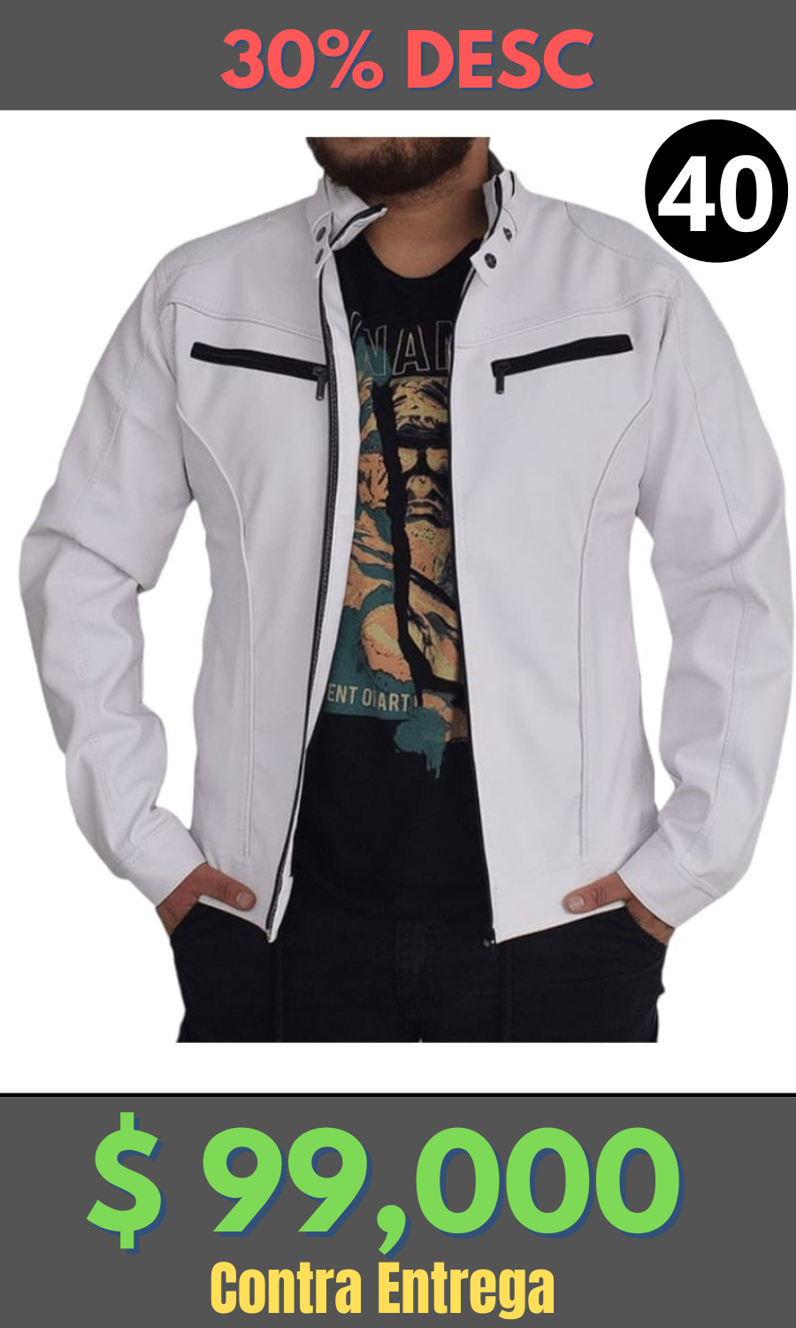 Chaqueta Cuero Tex BJ Blanca – Edición Limitada
