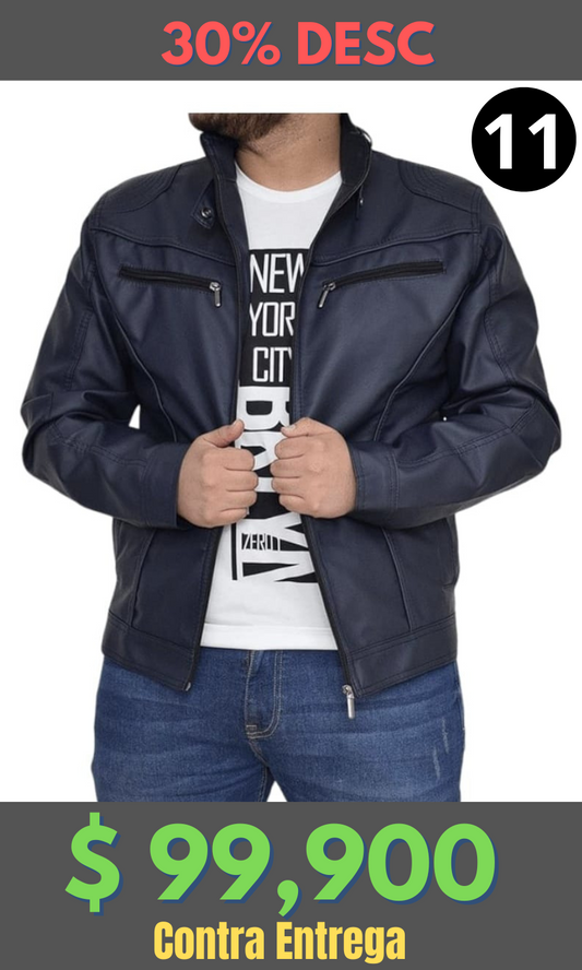 Chaqueta Cuero Tex BJ Azul – Edición Limitada