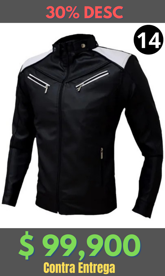 Chaqueta Cuero Tex Fusión Negro Blanco – Edición Limitada