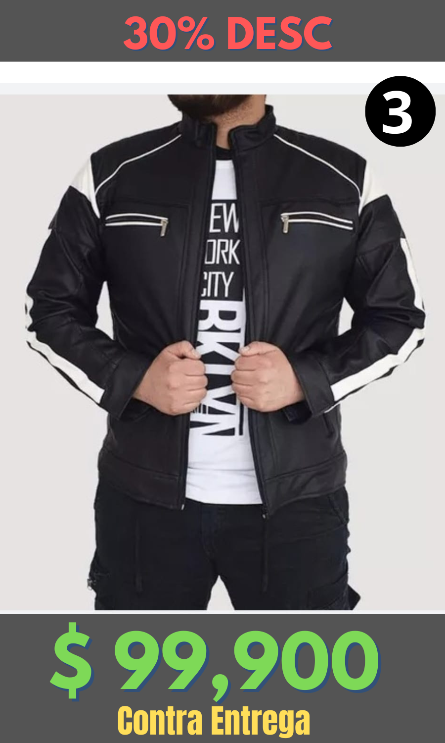 Chaqueta Cuero Tex W20 Negro Blanco – Edición Limitada