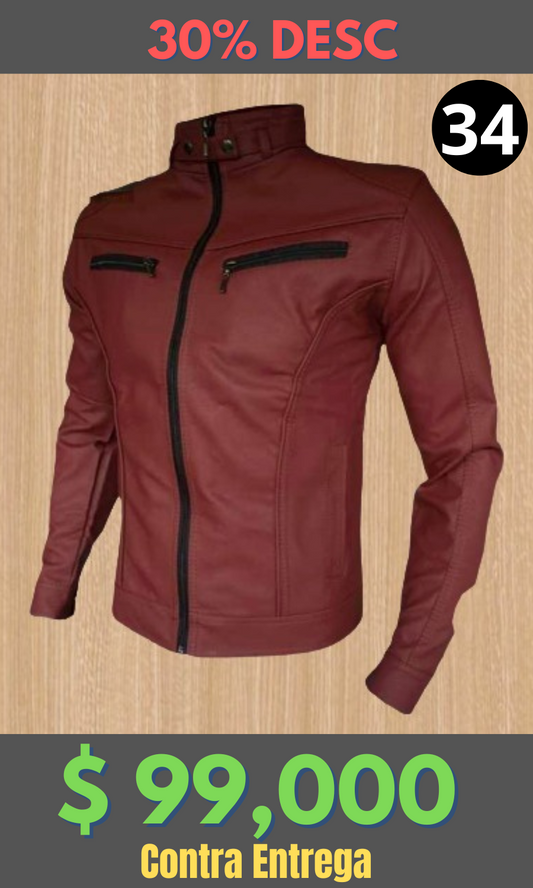 Chaqueta Cuero Tex BJ Vinotinto  – Edición Limitada