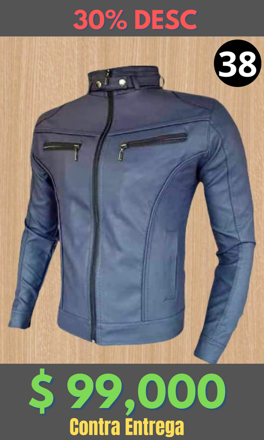 Chaqueta Cuero Tex BJ Azul 2  – Edición Limitada