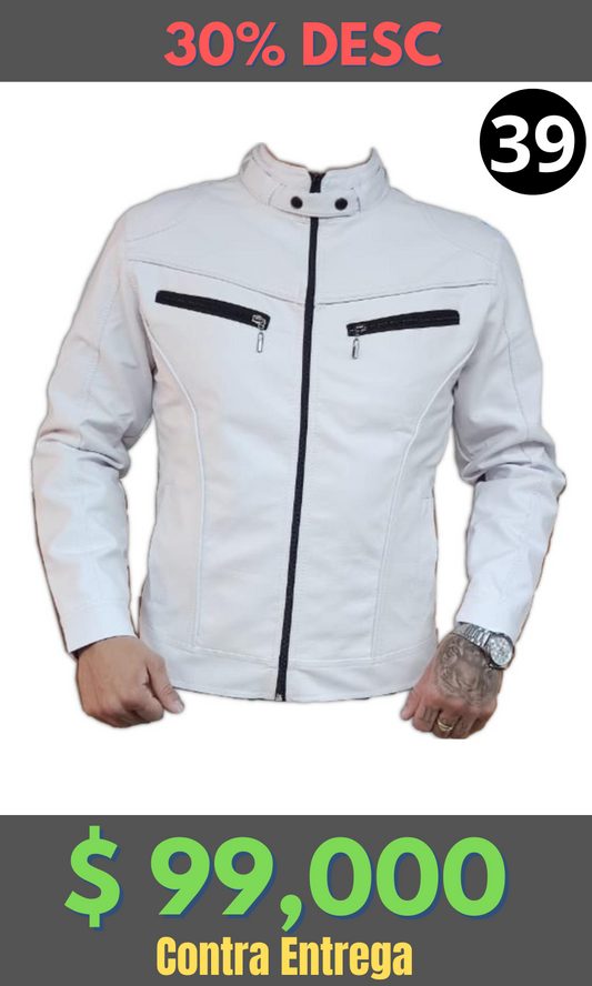 Chaqueta Cuero Tex BJ Blanco  – Edición Limitada