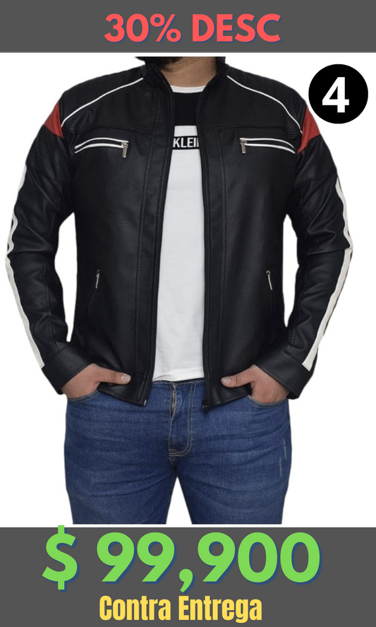 Chaqueta Cuero Tex W20 Negro Rojo – Edición Limitada