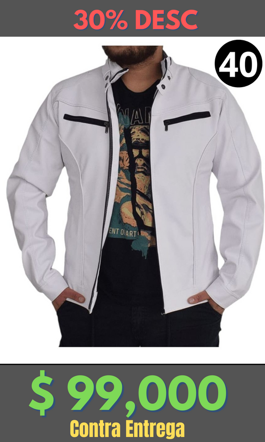 Chaqueta Cuero Tex BJ Blanca  – Edición Limitada