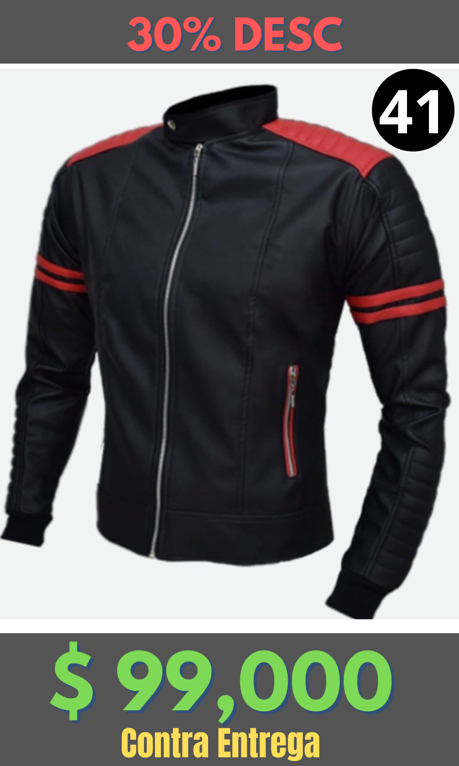 Chaqueta Cuero Tex Beisbolera Negro Rojo  – Edición Limitada
