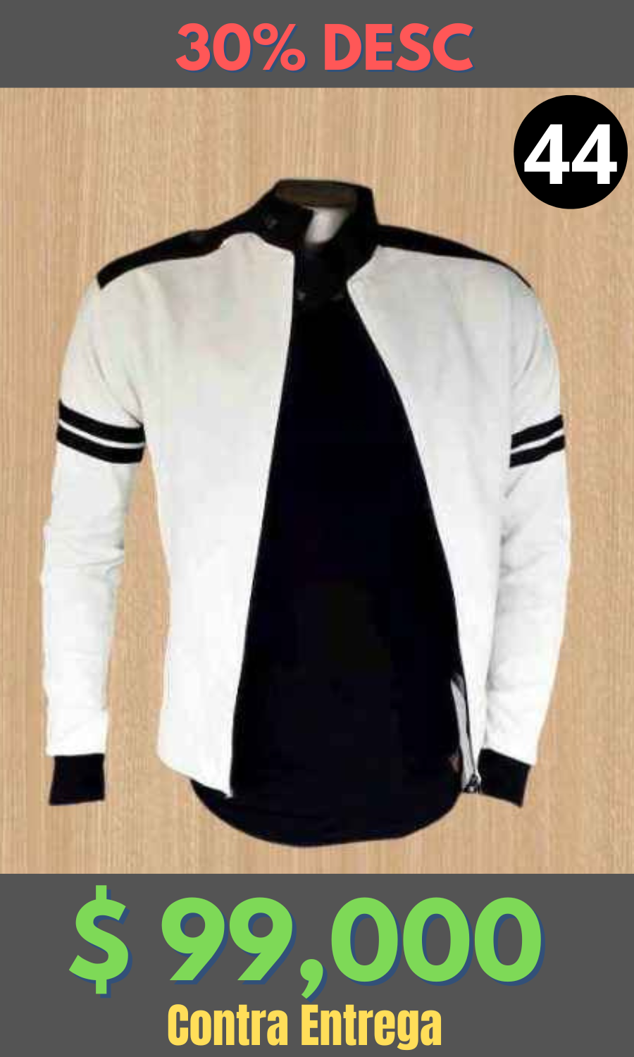 Chaqueta Cuero Tex Beisbolera Blanco Negro – Edición Limitada